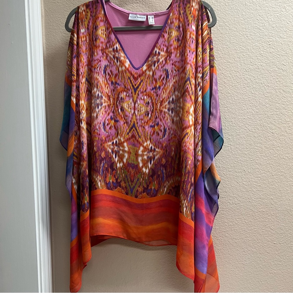 Susan Graver Vibrant Patterned V-Neck Tunic